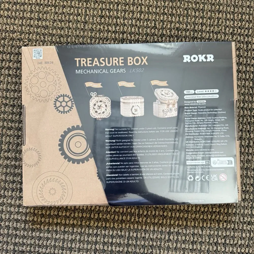 Rokr 3d Wooden Puzzle Treasure Box Mechanical Gears LK502 Unopened